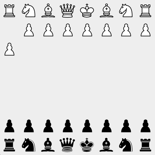 Chess board in a default starting layout.