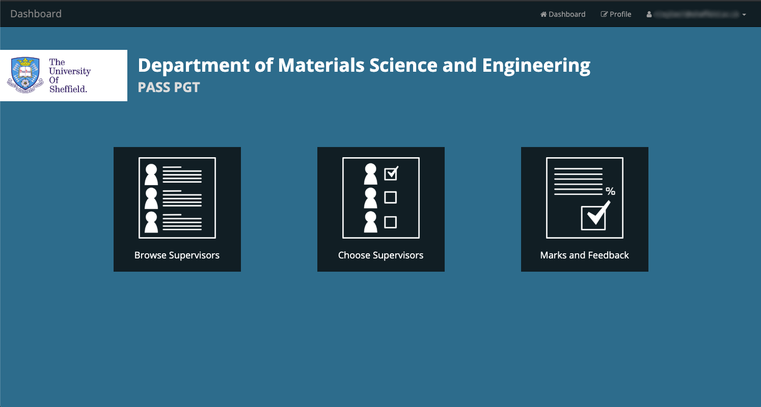 Image of com3420 project dashboard with three menu items and a titlebar.