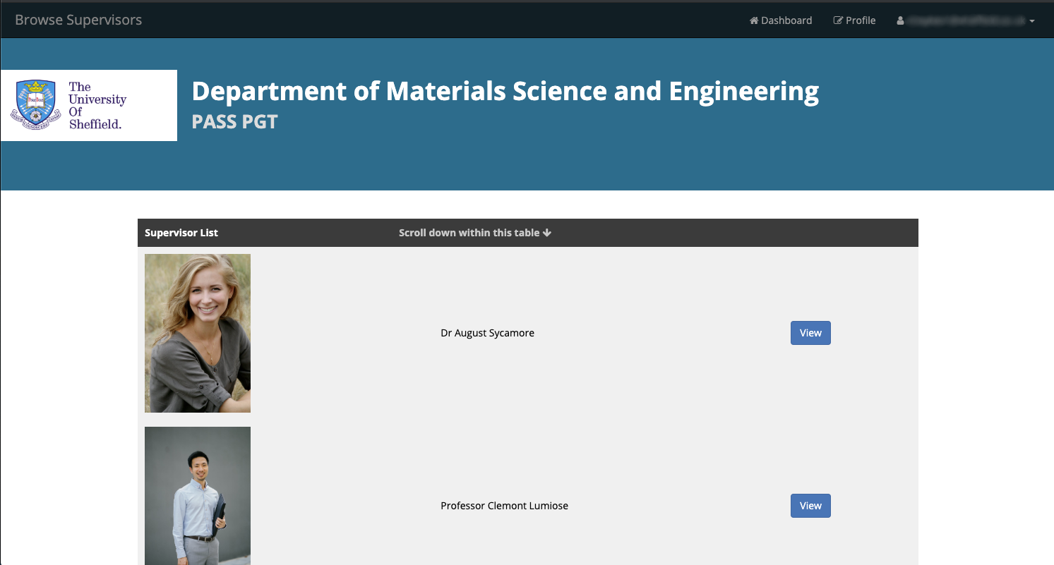 Image of com3420 project supervisor selection.