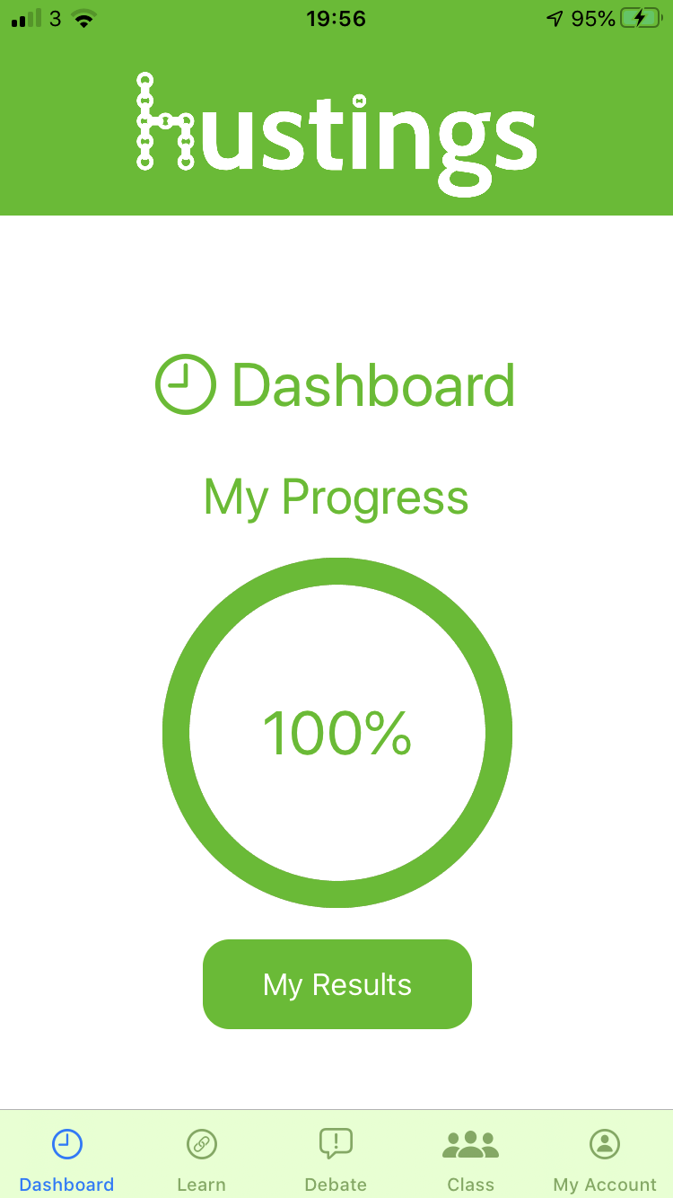 Student dashboard overviewing progress.